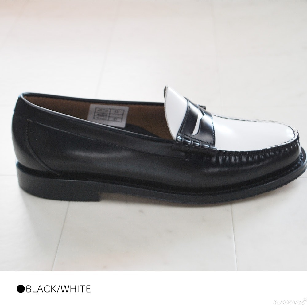 ローファー 11010H LARSON LEATHER SOLE BLACK & WHITE ジーエイチバス