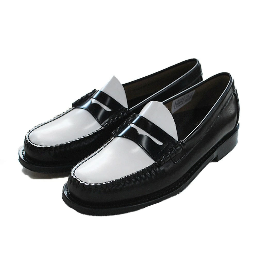 ローファー 11010H LARSON LEATHER SOLE BLACK & WHITE ジーエイチバス