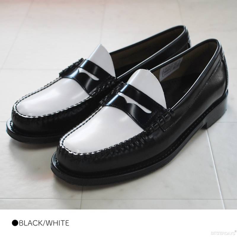 ローファー  11010H LARSON LEATHER SOLE BLACK & WHITE ジーエイチバス G.H.BASS 