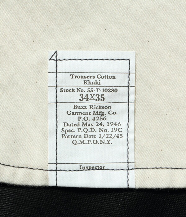 【26AW予約11月上旬ごろまで入荷予定】チノパン  バズリクソンズ ボトムス パンツ BUZZ RICKSON'S WILLIAM GIBSON COLLECTION Type BLACK CHINO 1942 MODEL ONE WASH