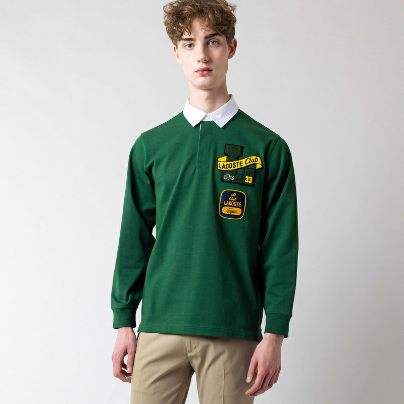 【SALE／30%OFF】ラガーシャツ  ラコステ ポロシャツ LACOSTE ヘリテージワッペンラガーシャツ 