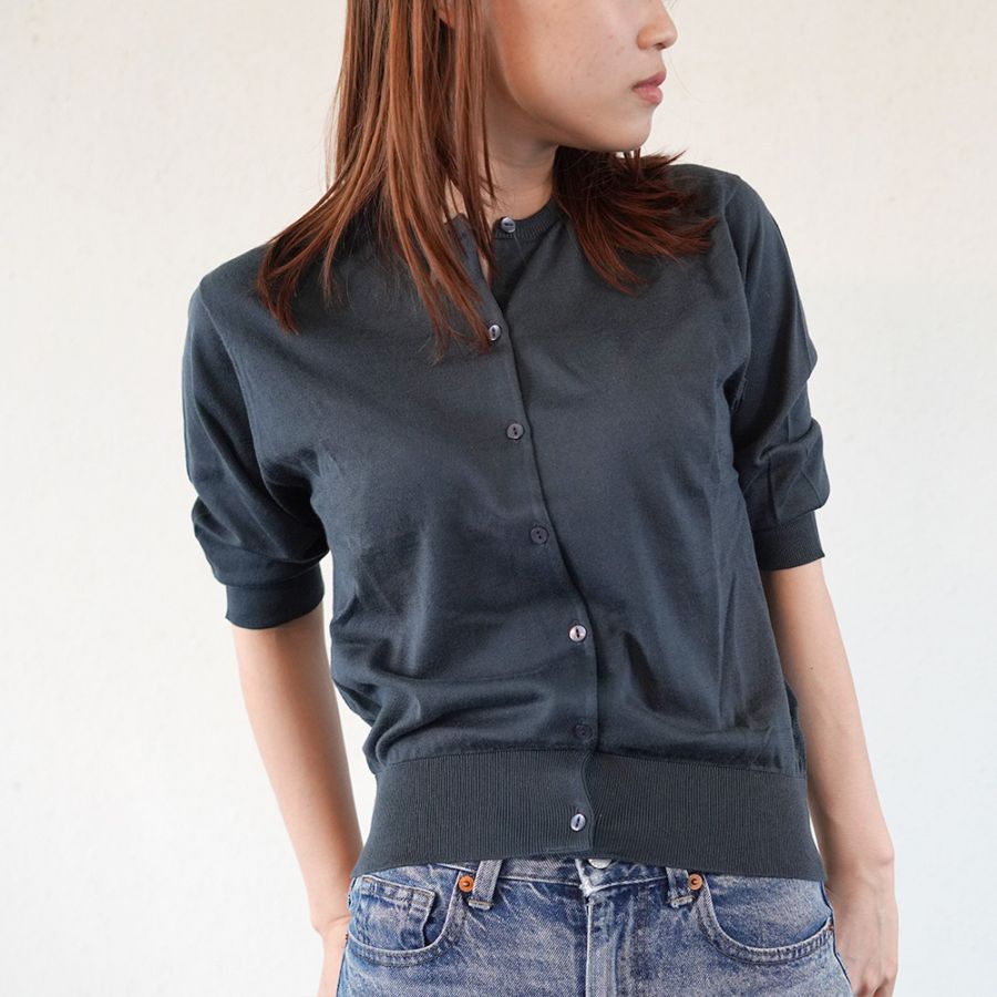 【SALE／20%OFF】カーディガン ニット ジョンスメドレー  クルーネック シーアイランドコットン 半袖 七分袖 JOHN SMEDLEY S4575日本別注