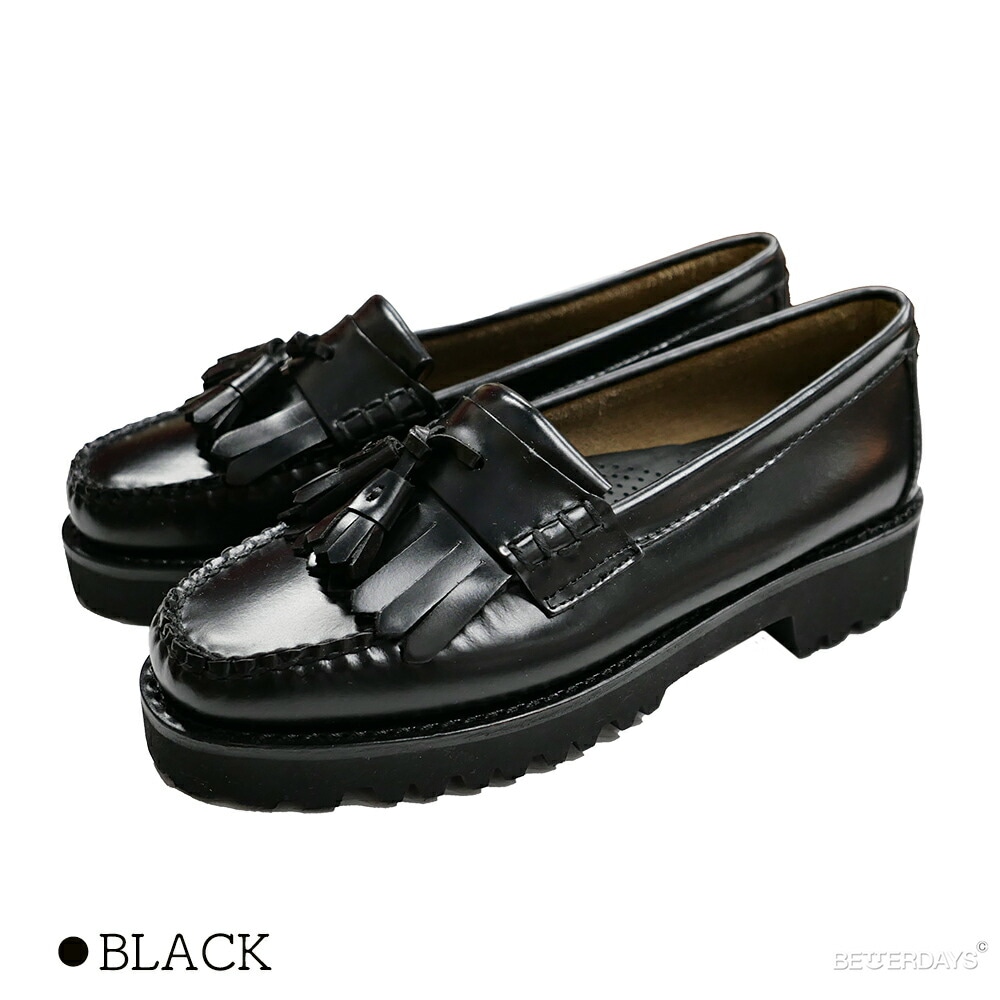 ローファー 厚底キルトタッセルローファー BA41820 LEATHER BLACK