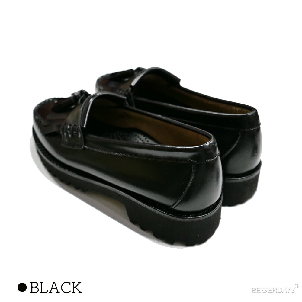 ローファー 厚底キルトタッセルローファー BA41820 LEATHER BLACK