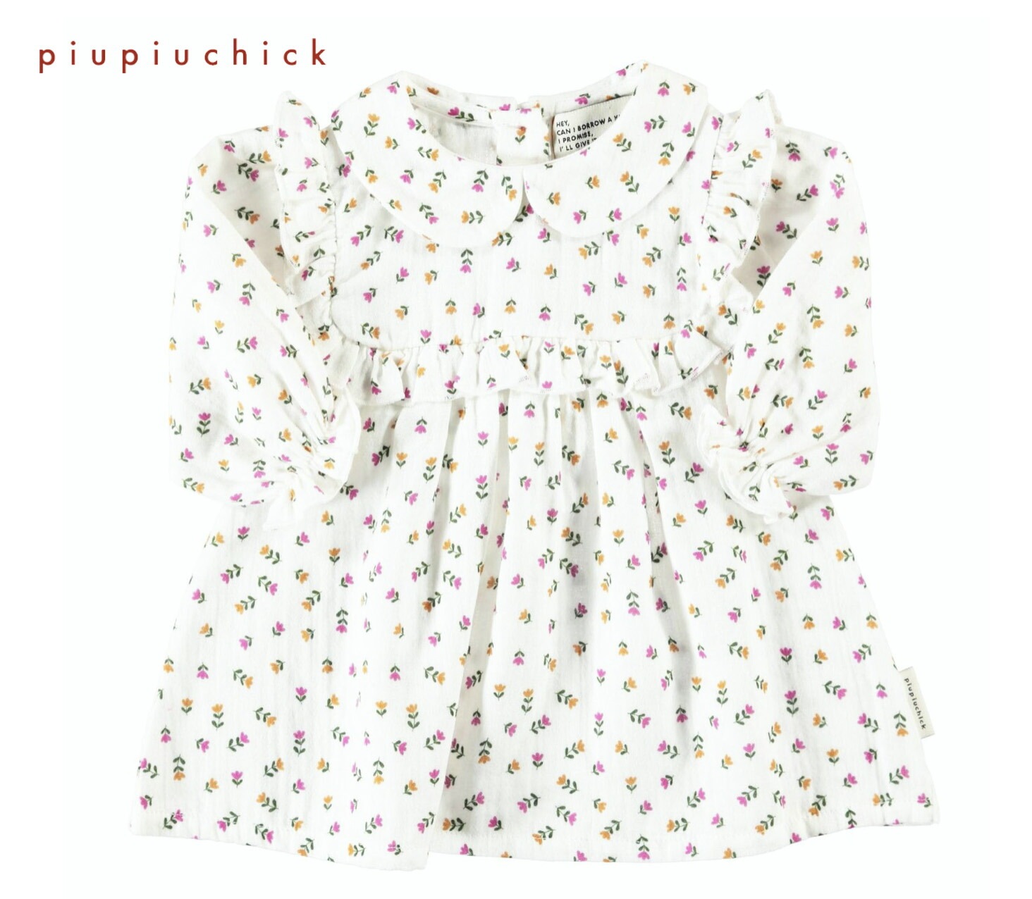 【SALE／20%OFF】ワンピース フリル ベビー piupiuchick ピウピウチック 花柄 フラワー オーガニックコットン100％  ポルトガル製  0歳-2歳
