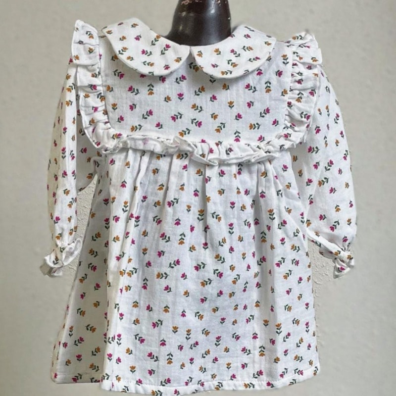 【SALE／20%OFF】ワンピース フリル ベビー piupiuchick ピウピウチック 花柄 フラワー オーガニックコットン100％  ポルトガル製  0歳-2歳