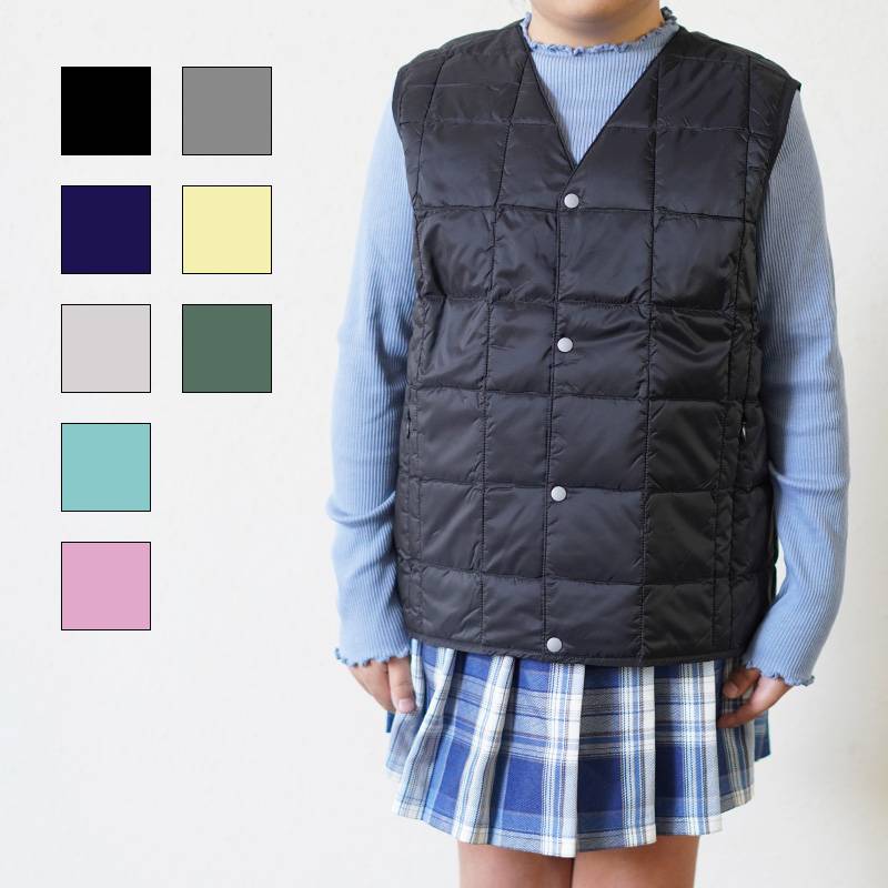【SALE／20%OFF】ダウンベスト  インナーベスト DOWN VEST ノースリーブ  V ネックボタン タイオン 体温 TAION-K001 TAION-Y001