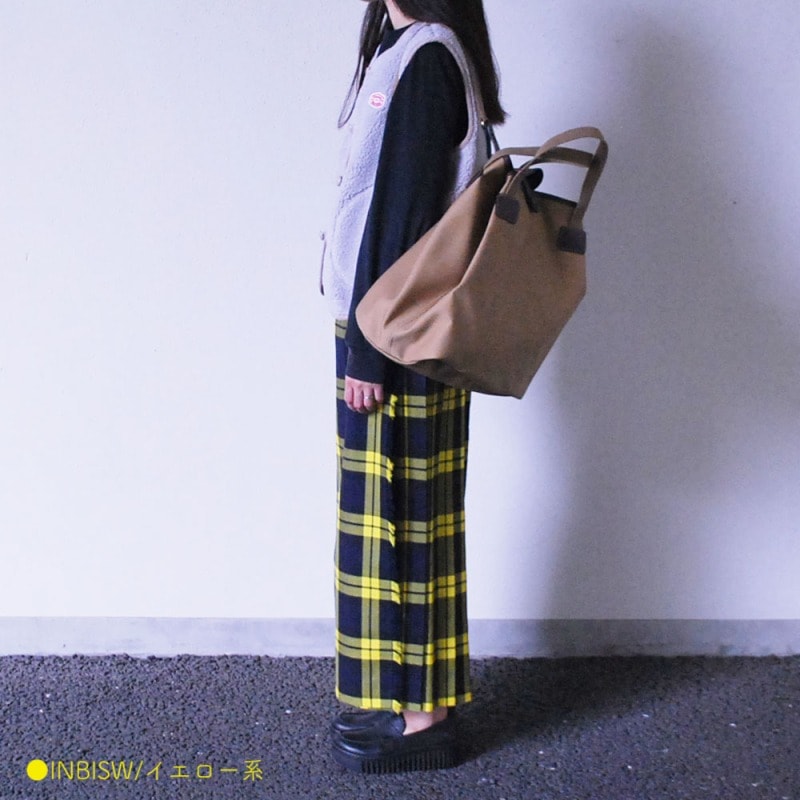 O'NEIL of DUBLIN プリーツマキシスカート イエローチェック O