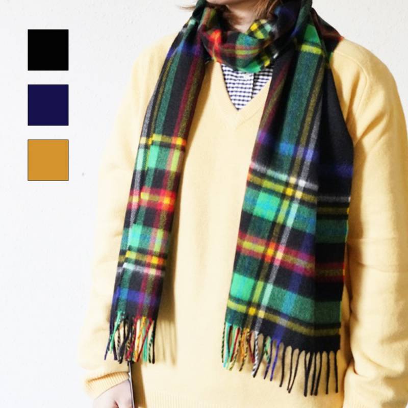 マフラー カシミア カシミヤストール モダン タータン ジョシュア エリス 180x30 Joshua Ellis