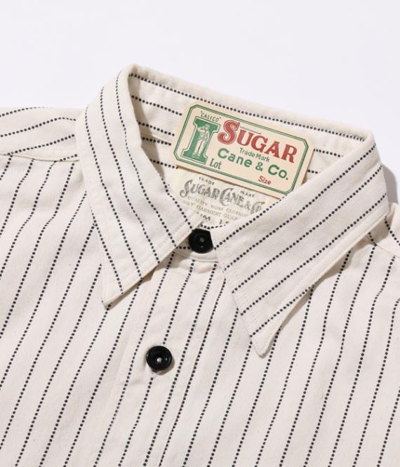 ワークシャツ   シュガーケーン SUGAR CANE Lot No. SC27076 / FICTION ROMANCE 8.5oz. WHITE WABASH STRIPE WORK SHIRT (LONG SLEEVE) 