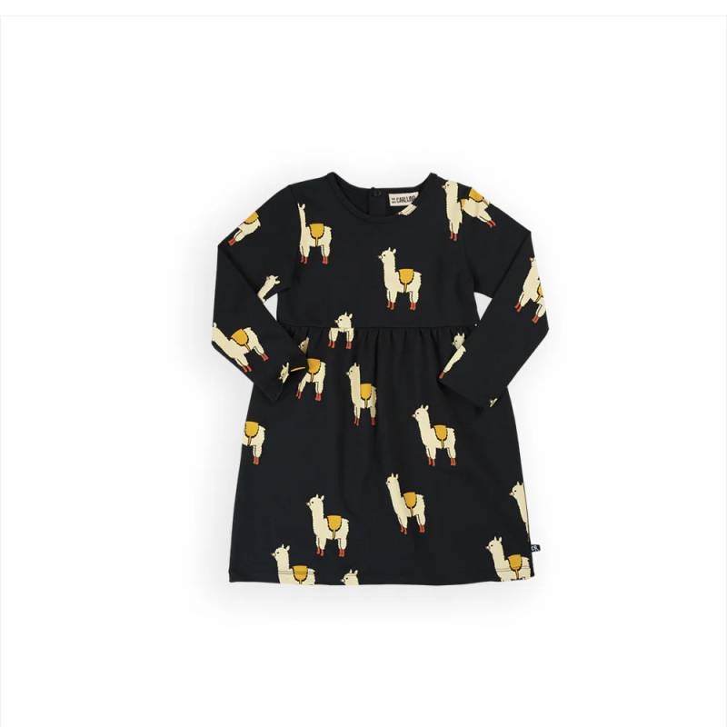 ワンピース ベビー キッズ CarlijnQ Alpaca skater dress 総柄 アルパカ オーガニックコットン 長袖 カーラインク ALP203
