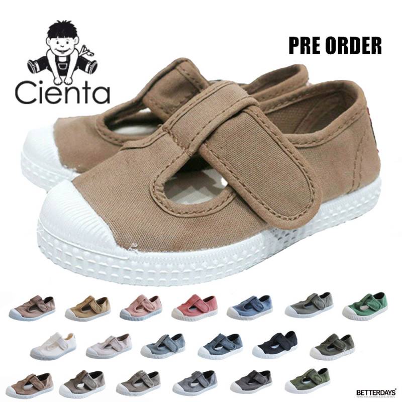 【25AW 予約 9月末頃入荷予定】スニーカー キッズ シエンタ Cienta キャンバス ベルクロTストラップ キッズ 靴 ムラ染 77997 77777 12.5-21cm 売れ筋 香り付き【国内正規品】