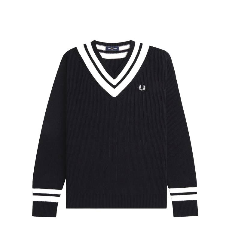 チルデンニット  フレッドペリー Vネック  K8541 STRIPED TRIM V-NECK JUMPER  FRED PERRY