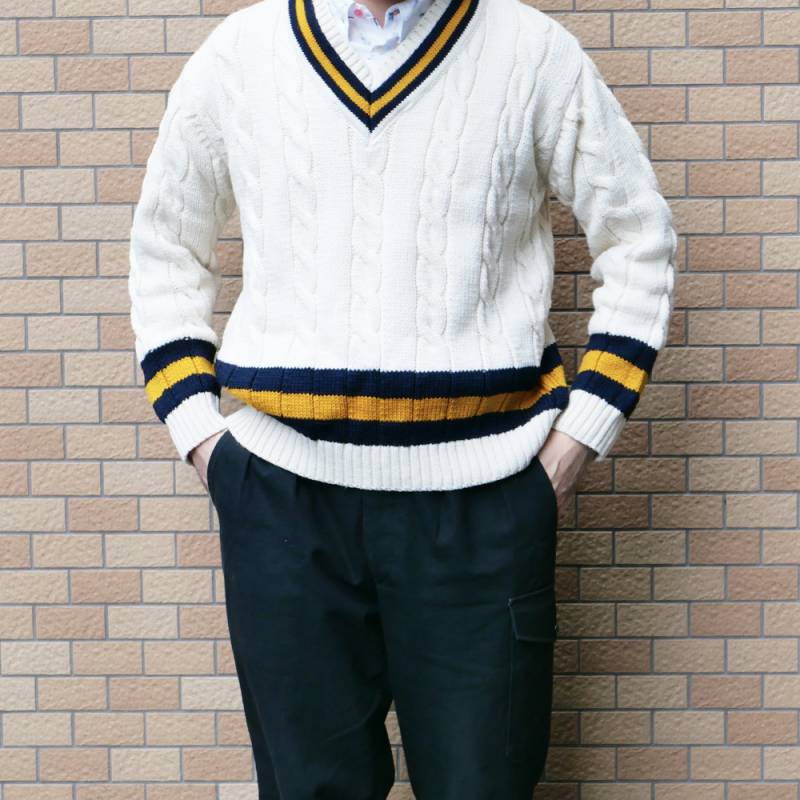 チルデンニット Vネック セーター  トップス 長袖   オールドダービーニットウェアOldderby Knitwear Criket Vee Pullover