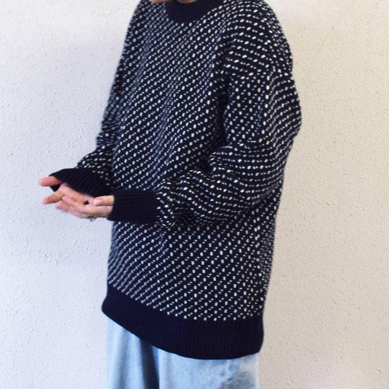 ニット   ノルディック クルーネック 長袖  オールドダービーニットウェア Oldderby Knitwear Nordic Allover Double Crew Pullover