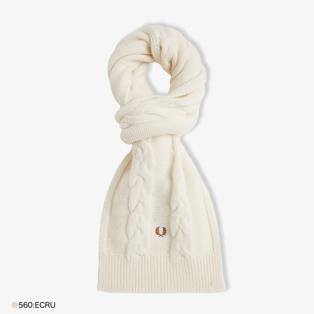 マフラー フレッドペリー ラムウール ケーブル編み C8145 Lambswool