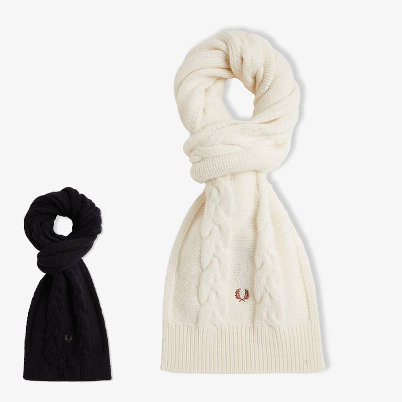 マフラー  フレッドペリー ラムウール  ケーブル編み C8145 Lambswool Cable Scarf FRED PERRY