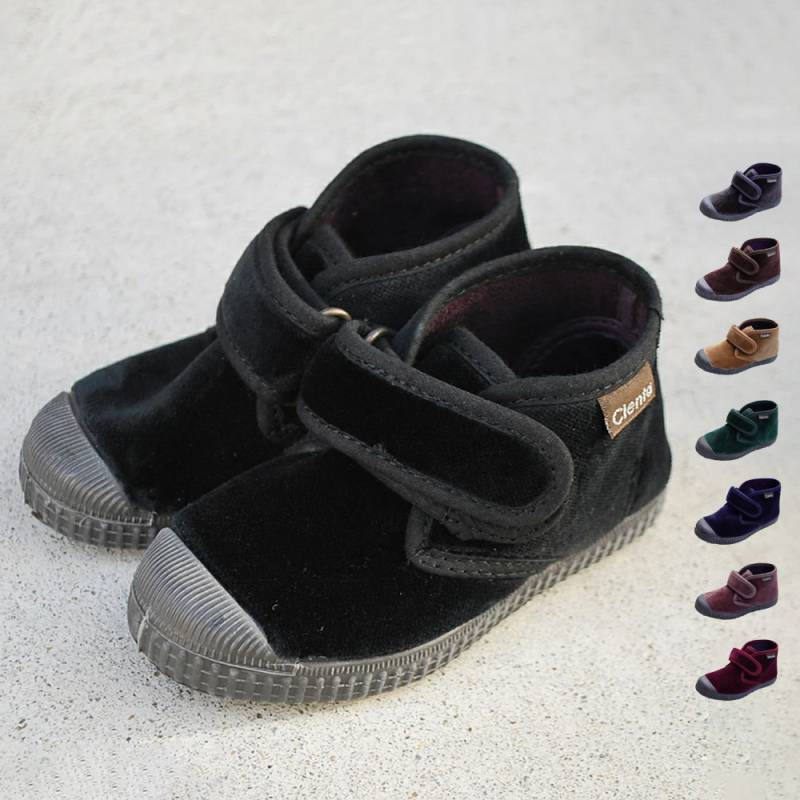【26AW 一部予約】【最短で9月頃入荷予定】ベロア ブーツ ベルクロ キッズ ベビー アンクル シエンタ ブラックソール Cienta 13-21cm【国内正規品】975075