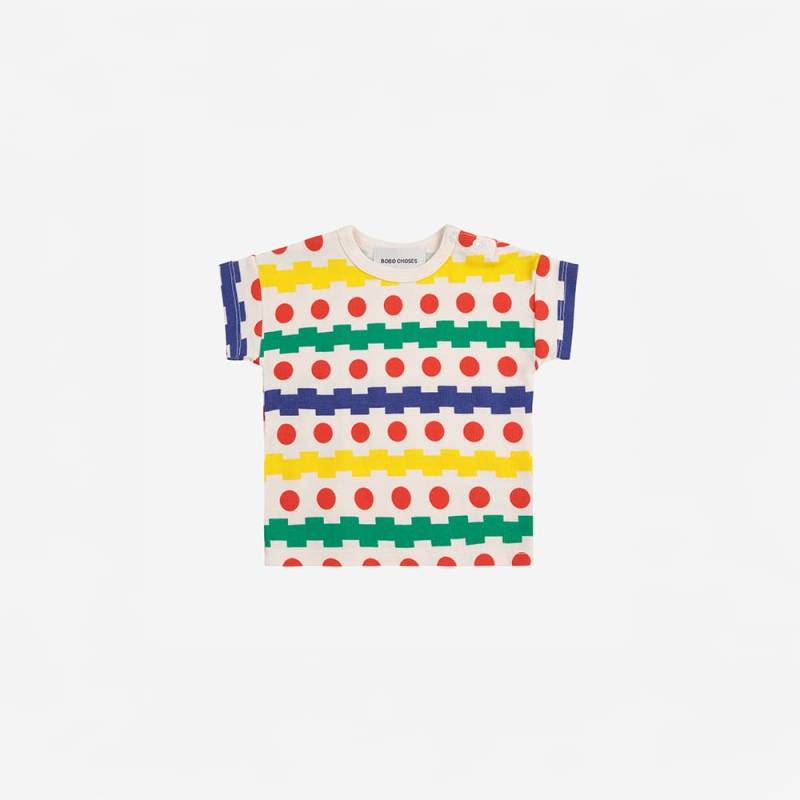 Tシャツ ベビー キッズ ボボ・ショーズ ワッフル地 GEOMETRIC ALL OVER WAFFLE T-SHIRT【国内正規品】 Bobo Choses B125AB015