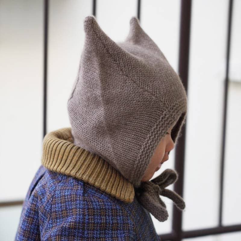 カシミヤニット帽  ベビー キッズ 帽子 ガーター帽子 ボンネット カシミヤ100% 猫耳  耳当てつき 紐つき サステナブル 出産祝い【国内正規品】BETTERDAYS 1-9Years