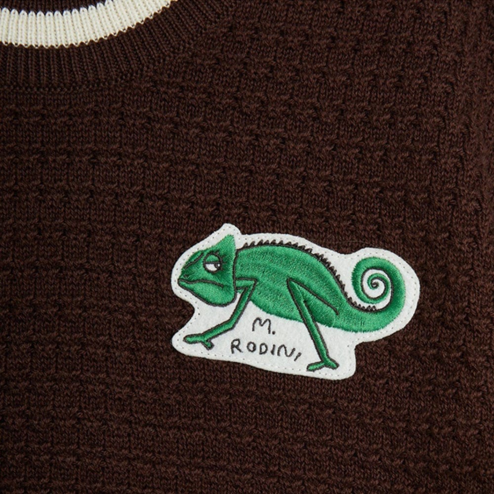 ニット Tシャツ キッズ ミニロディーニ トカゲ カメレオン【国内正規品】 mini rodini LIZARD CROCHET KNIT T-SHIRT