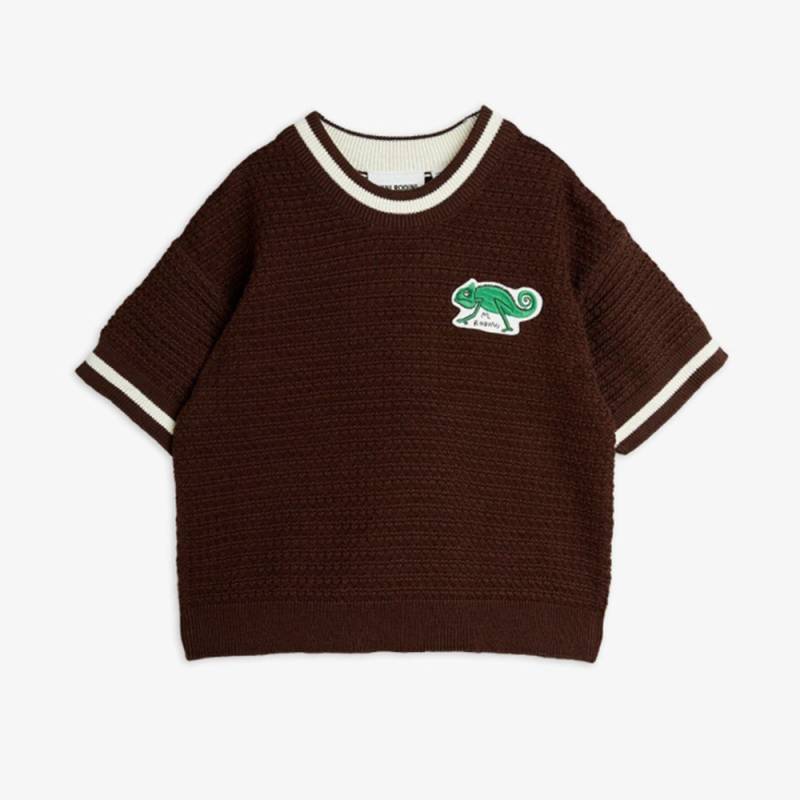 ニット Tシャツ キッズ ミニロディーニ トカゲ カメレオン【国内正規品】 mini rodini LIZARD CROCHET KNIT T-SHIRT