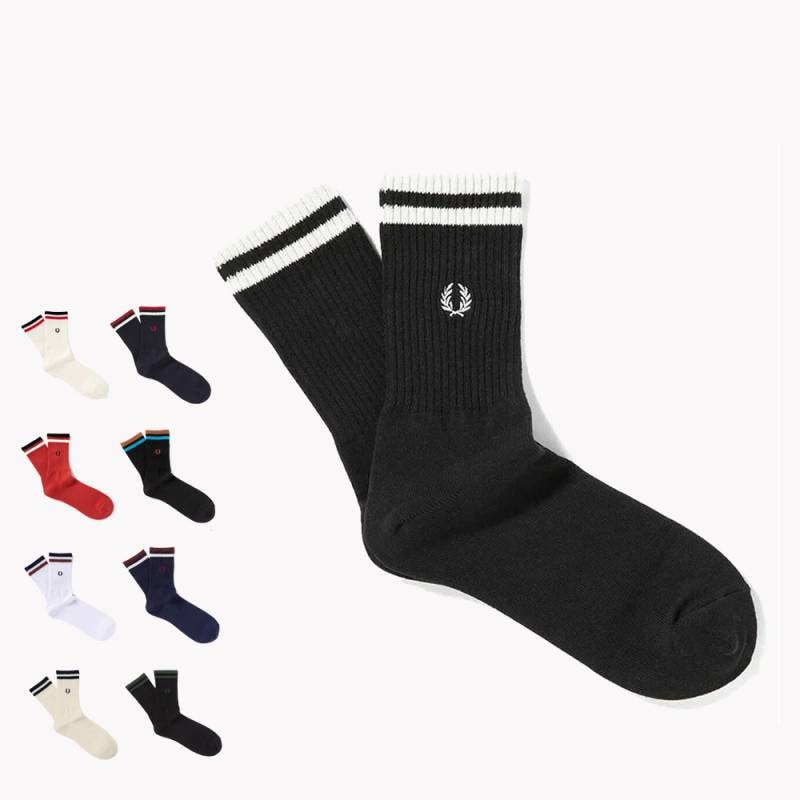 ソックス メンズ レディース フレッドペリー 靴下 マルチカラーティップドリブショートソックス FRED PERRY TIPPED RIB SHORT SOCKS 25-27cm 【国内正規品】