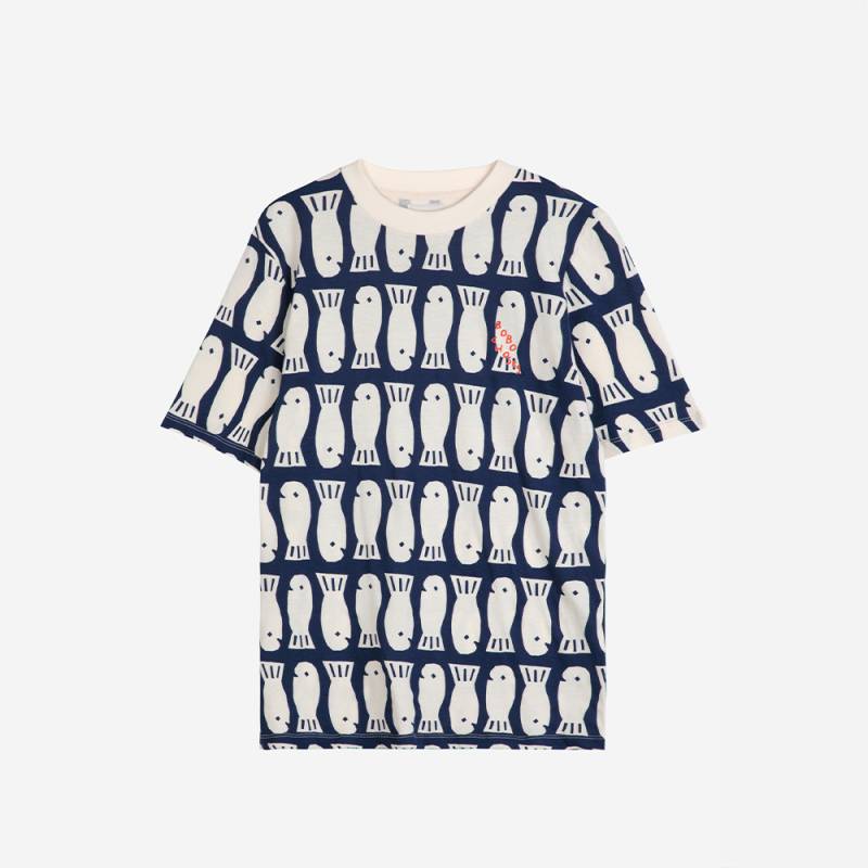 Tシャツ レディース ボボ・ショーズ 総柄 魚 ラッキーフィッシュ Lucky Fish print T-shirt【国内正規品】 Bobo Choses B125AD003