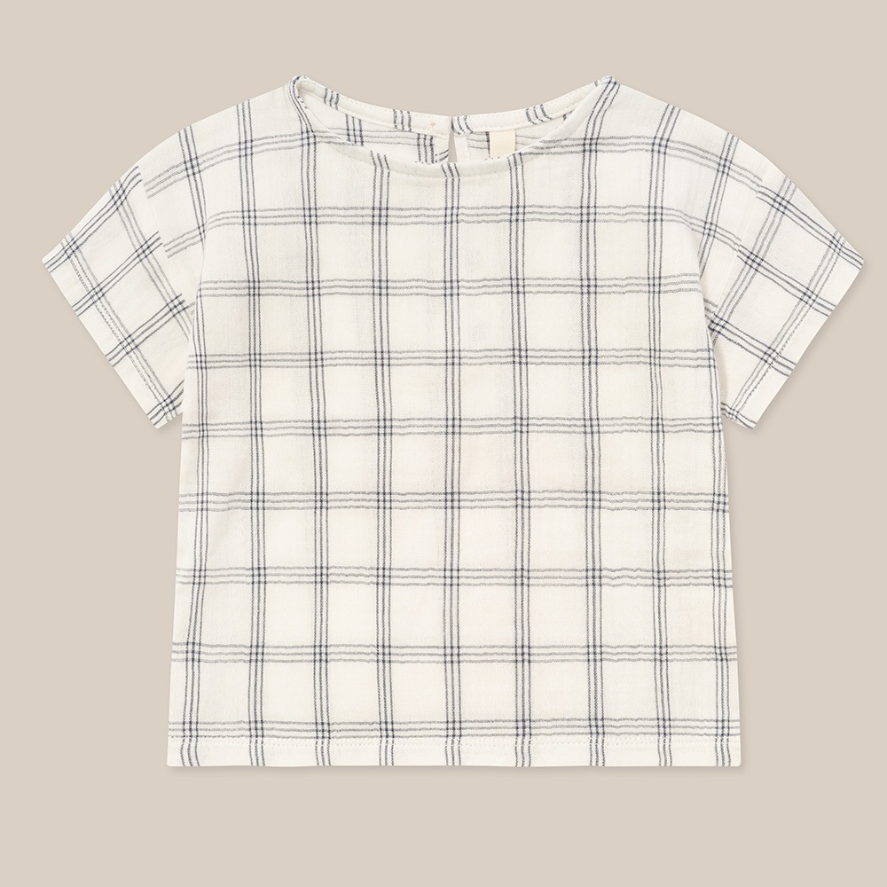 Tシャツ キッズ  ベビー オーガニックズー  Organic Zoo Navy Window Check Boxy T-Shirt【国内正規品】16stnwc