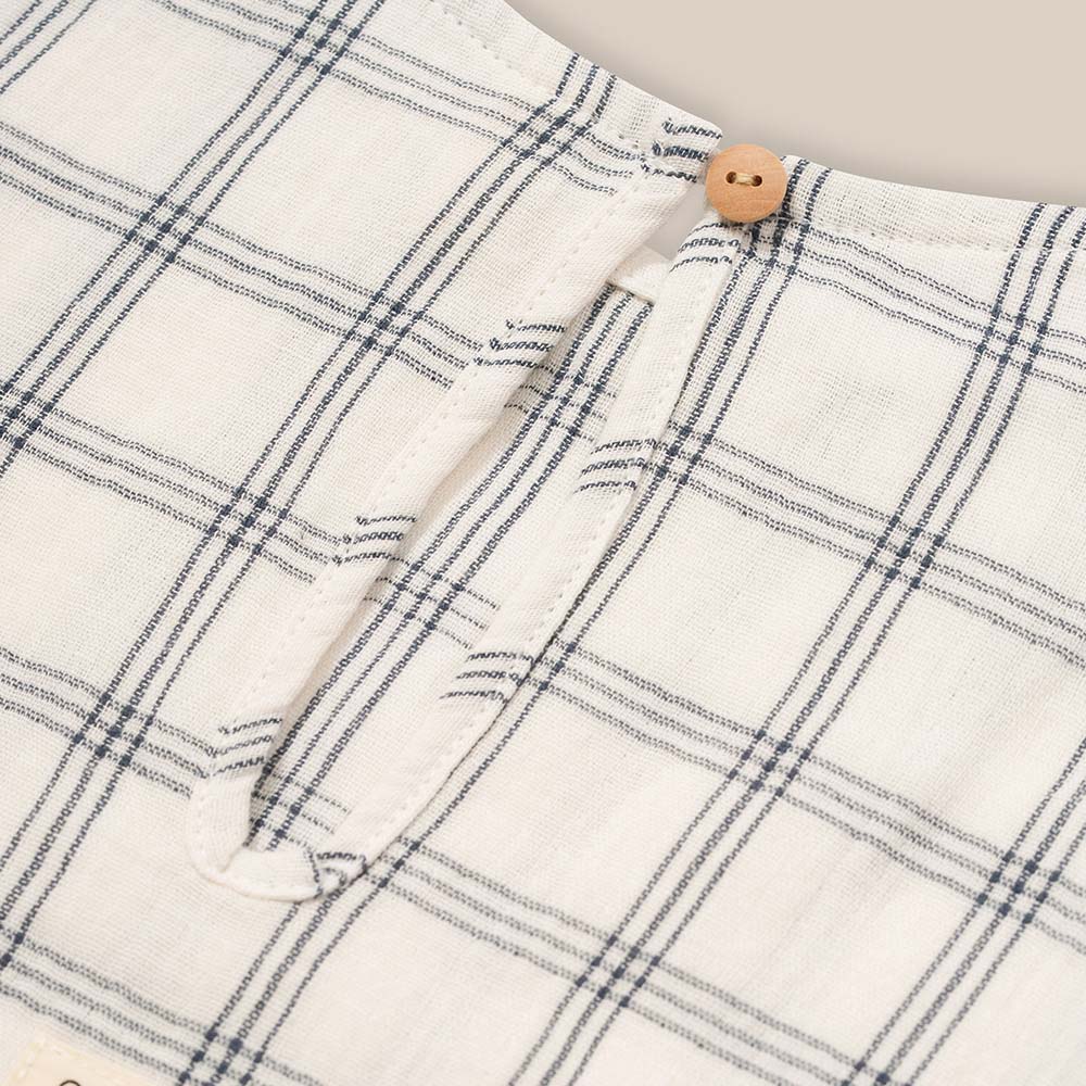 Tシャツ キッズ  ベビー オーガニックズー  Organic Zoo Navy Window Check Boxy T-Shirt【国内正規品】16stnwc