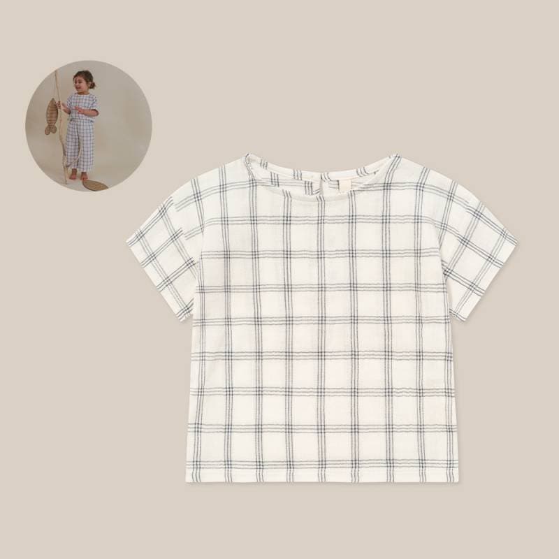 Tシャツ キッズ ベビー オーガニックズー Organic Zoo Navy Window Check Boxy T-Shirt【国内正規品】16stnwc