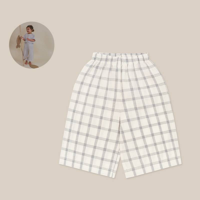 パンツ ズボン  キッズ  ベビー オーガニックズー  Organic Zoo Navy Window Check Wide Leg Pants【国内正規品】 16nwcwl