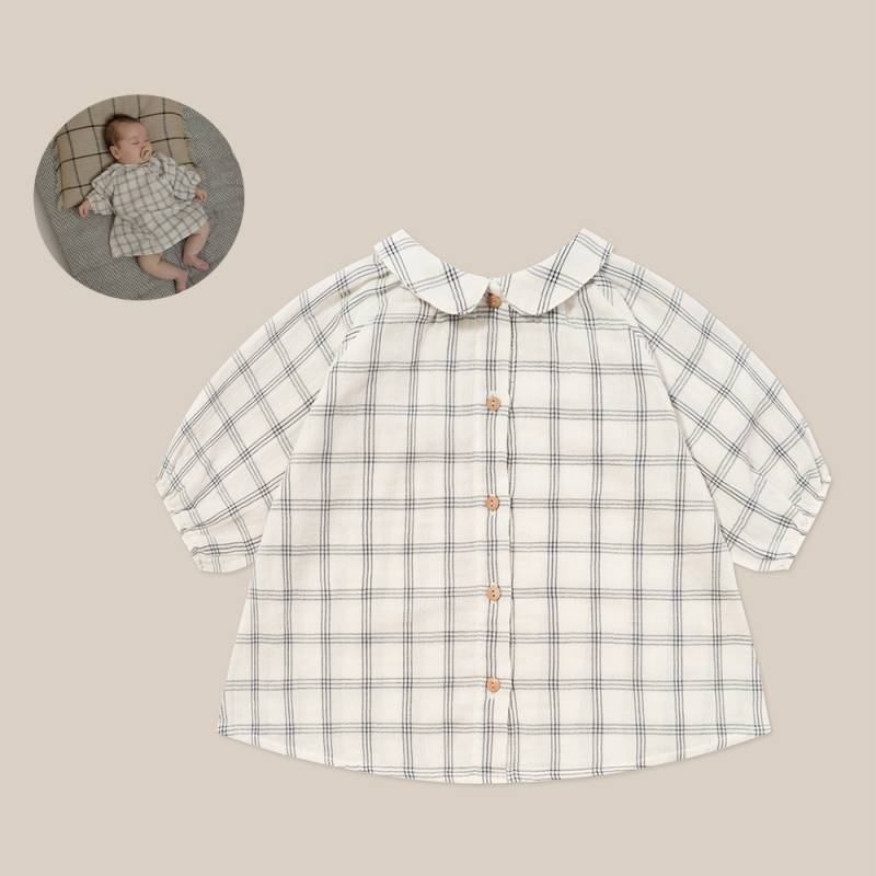 ワンピース ベビー オーガニックズー  Organic Zoo Navy Window Check  Collar Dress  【国内正規品】 16nwccdoz