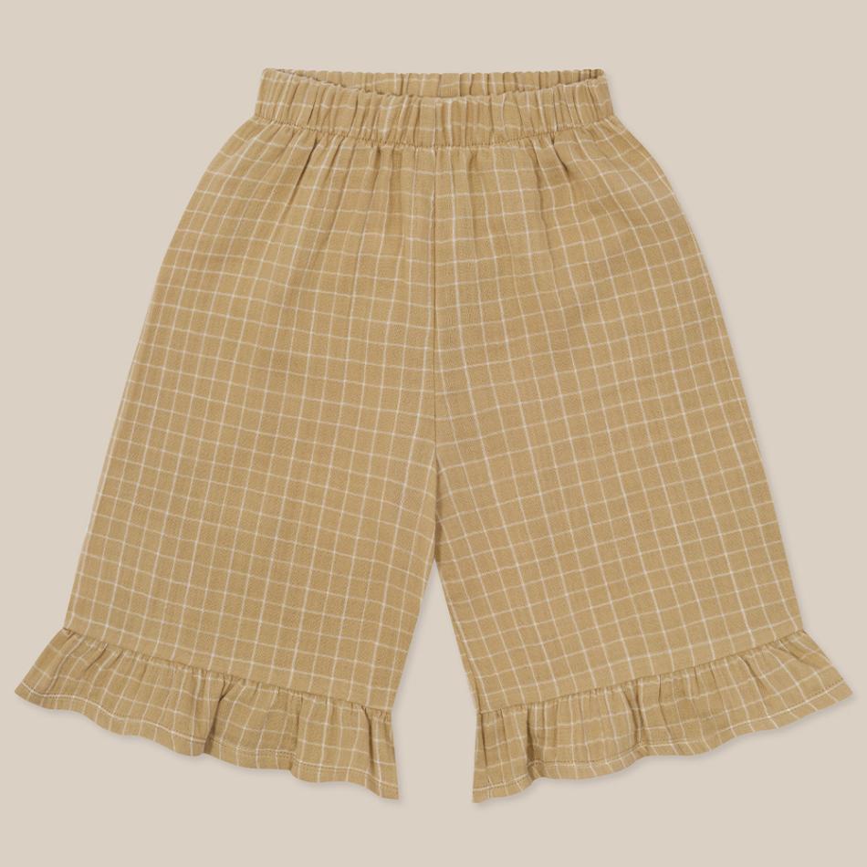 パンツ ズボン  キッズ  ベビー オーガニックズー  Organic Zoo Grid Check Frill Culottes Wheat 【国内正規品】 16wgcfc