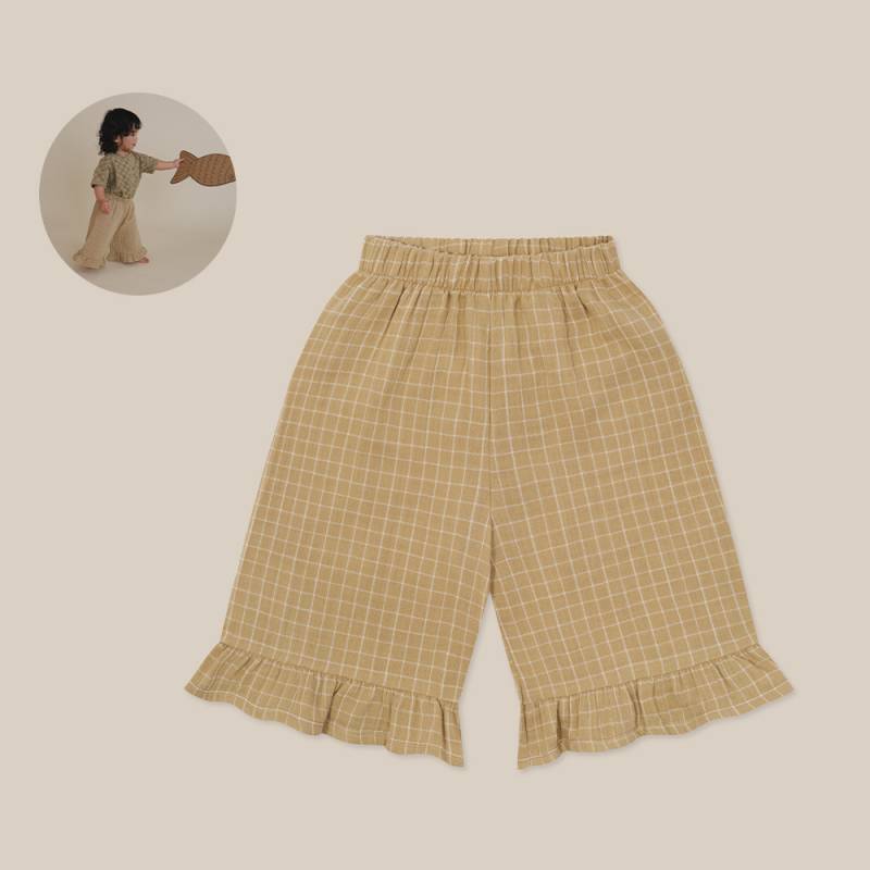 パンツ ズボン  キッズ  ベビー オーガニックズー  Organic Zoo Grid Check Frill Culottes Wheat 【国内正規品】 16wgcfc