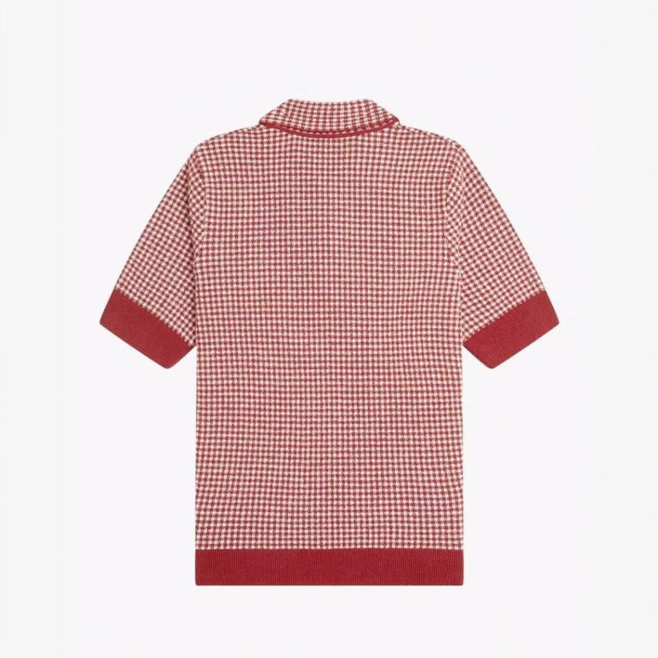 【希少】FRED PERRY 半袖　ニット　ポロシャツ チェック レデ フレッドペリー ニット ポロシャツ レディース エイミーワイン