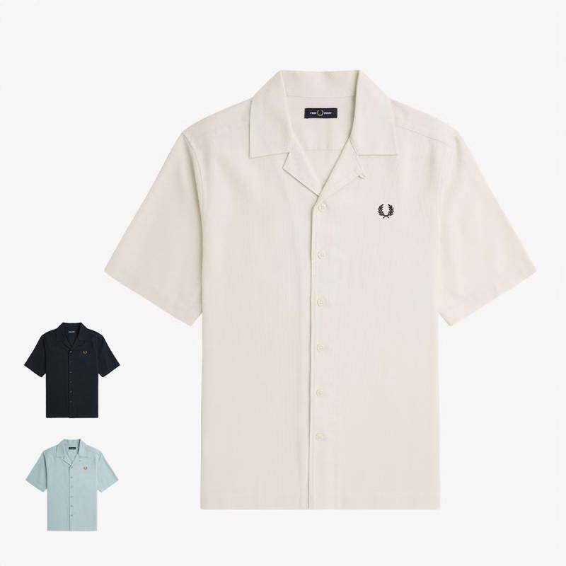 フレッドペリー  オープンカラーシャツ メンズ 半袖 FRED PERRY Pique Texture Revere Collar Shirt 【国内正規品】M7774