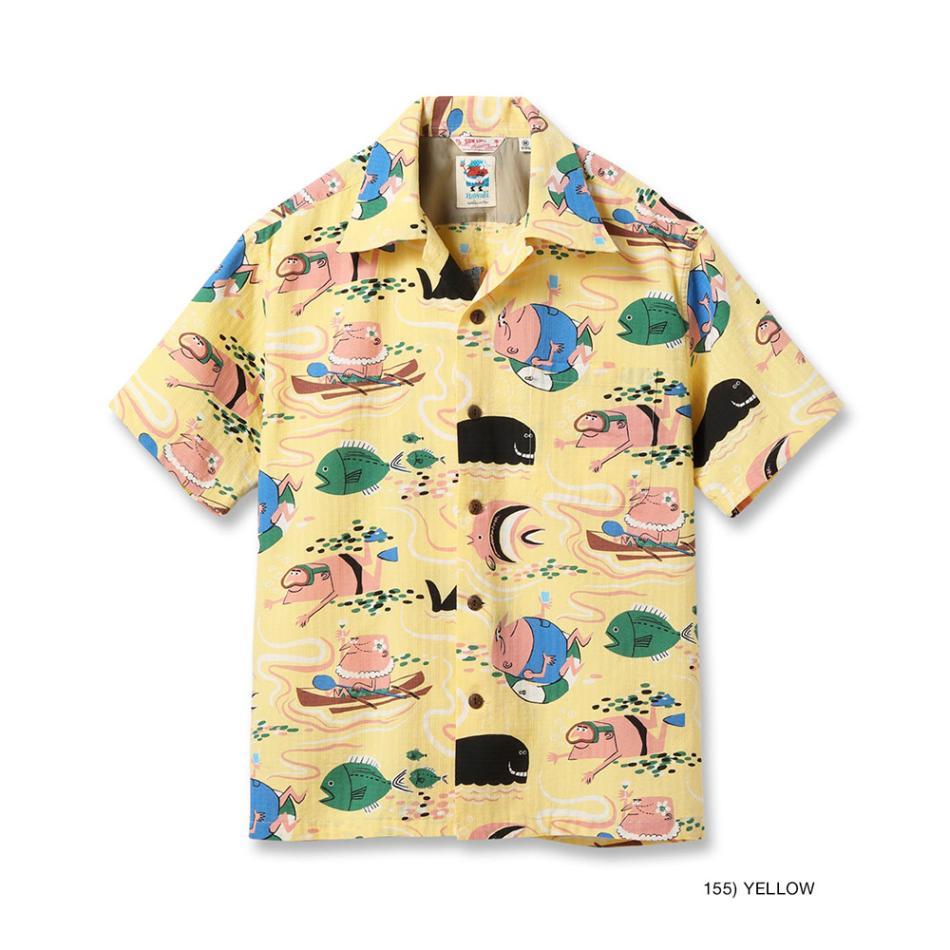 アロハシャツ メンズ サンサーフ SUN SURF Lot No. SS39538 / DOBBY COTTON OPEN SHIRT “OCEAN ACTIVITIES” by 柳原良平 with MOOKIE