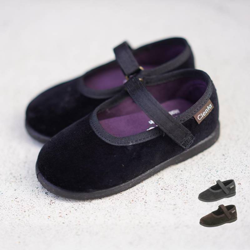 シエンタ ベロア Cienta ワンストラップ シューズ キッズ ジュニア 子供 女の子 フラットシューズ 靴 12cm-21cm 400075 400050【国内正規品】