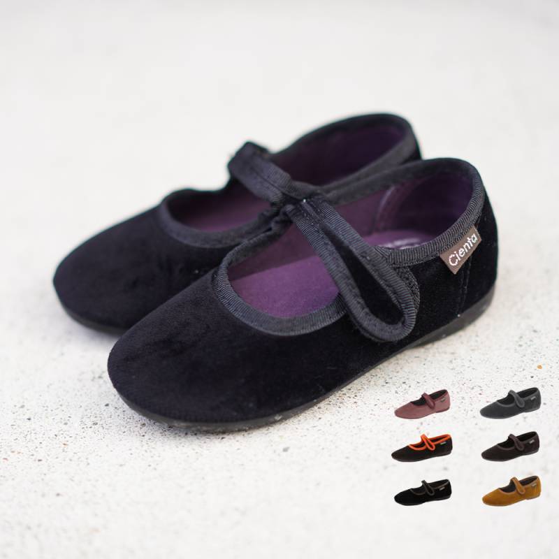 シエンタ ベロア Cienta ワンストラップ シューズ キッズ ジュニア 子供 女の子 フラットシューズ 靴 14cm-23cm【国内正規品】500075 T500078 T501075