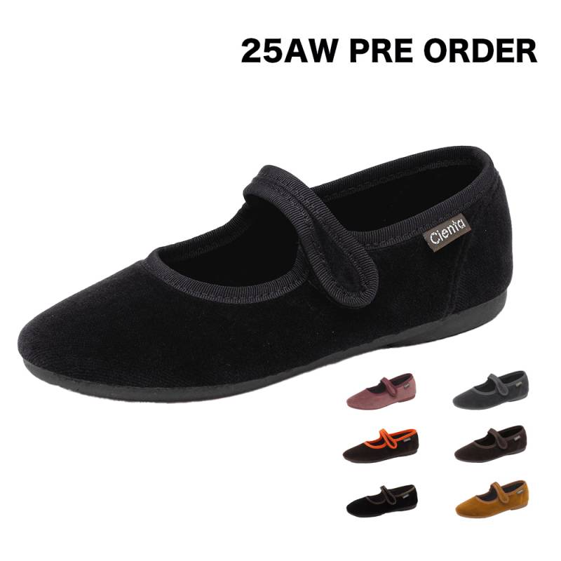 【25AW 予約 9月末頃入荷予定】シエンタ ベロア Cienta ワンストラップ シューズ キッズ ジュニア 子供 女の子 フラットシューズ 靴 14cm-23cm【国内正規品】500075 T500078 T501075