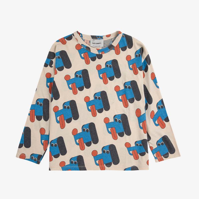【25AW 7/22発売開始】ロンT Tシャツ ボボ・ショーズ ベビー 長袖 トップス Doggy Mate all over T-shirt【国内正規品】 Bobo Choses