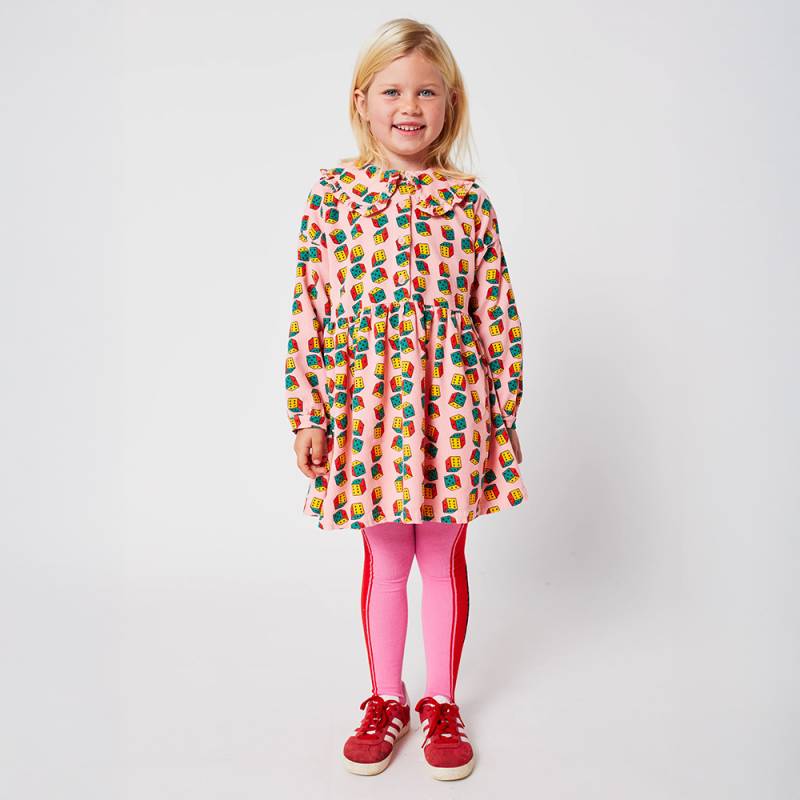 【25AW 7/22発売開始】ワンピース ボボ・ショーズ ベビー キッズ 総柄 Dices all over micro corduroy dress【国内正規品】 Bobo Choses