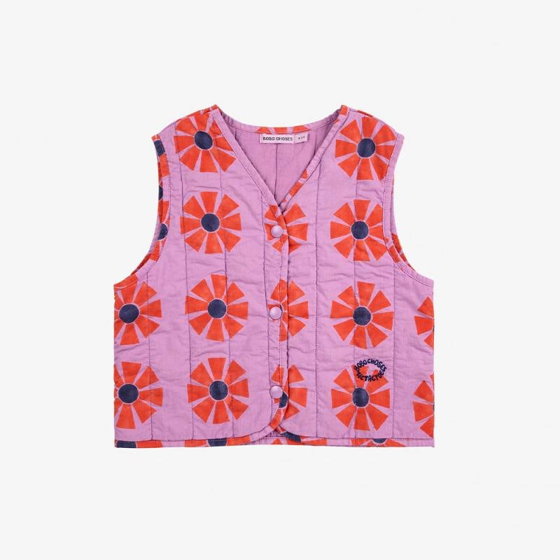 【25AW 7/22発売開始】ベスト ボボ・ショーズ ベビー キッズ 総柄 Kaleidoscope all over quilted woven vest【国内正規品】 Bobo Choses