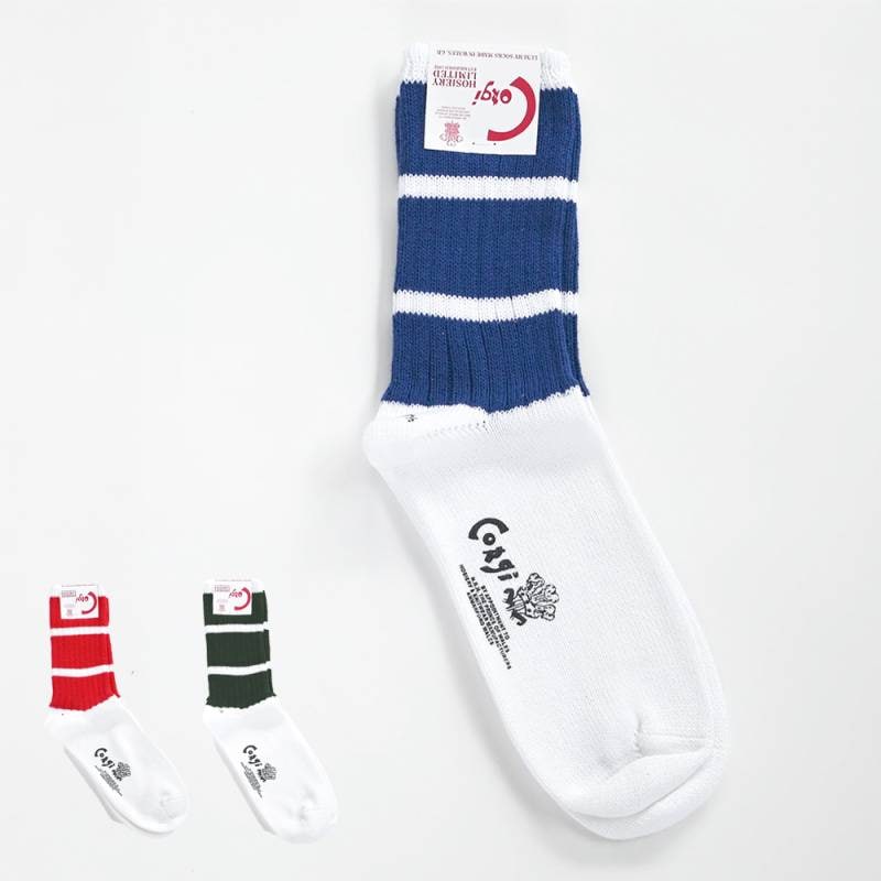 ソックス  靴下 ユニセックス ワイドボーダーソックス  ソフトコットン コーギー  【国内正規品】 Corgi  SOFT COTTON WIDE BOADER SOCKS 25-28cm
