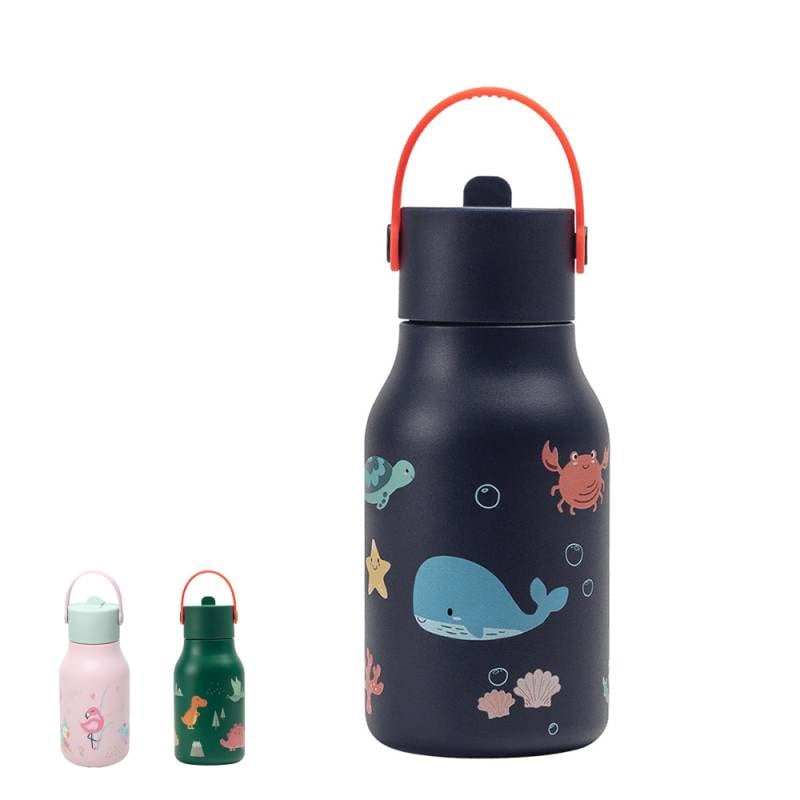 ウォーターボトル ステンレス キッズ ストロー リトル ルンドロンドン Little Lund Childrens Water Bottle 400ml Lund London【国内正規品】