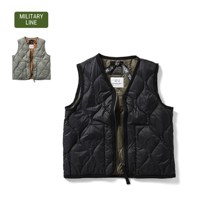 ダウンベスト キッズ インナーベスト DOWN VEST ミリタリー Vネックボタン ソフトシェル タイオン 体温 TAION-K001ALSZML-1