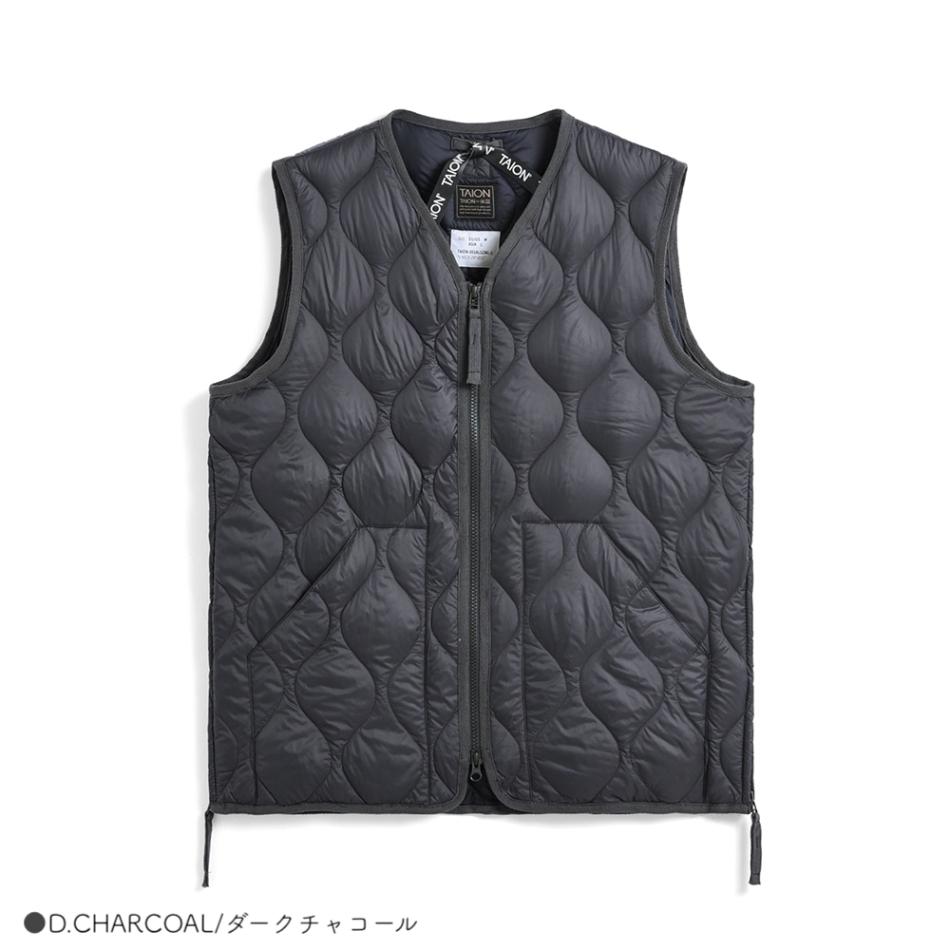 ダウンベスト ユニセックス インナーベスト DOWN VEST ミリタリー VネックWジップ ソフトシェル タイオン 体温 TAION-001ALSZML-1