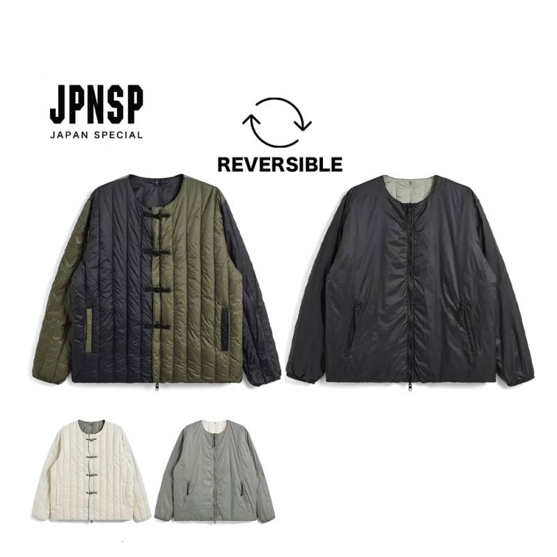 ダウンジャケット ユニセックス REVERSIBLE CHINA BUTTON INNER DOWN JACKET ジャパンスペシャル チャイナボタン リバーシブル タイオン 体温 TAION-JK01JS