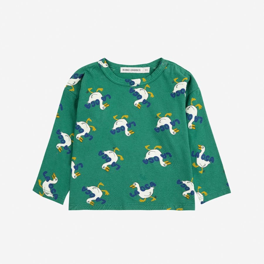 【25AW 8/21発売開始】ロンT Tシャツ ベビー キッズ ボボ・ショーズ 総柄 La Oca all over T-shirt【国内正規品】 Bobo Choses